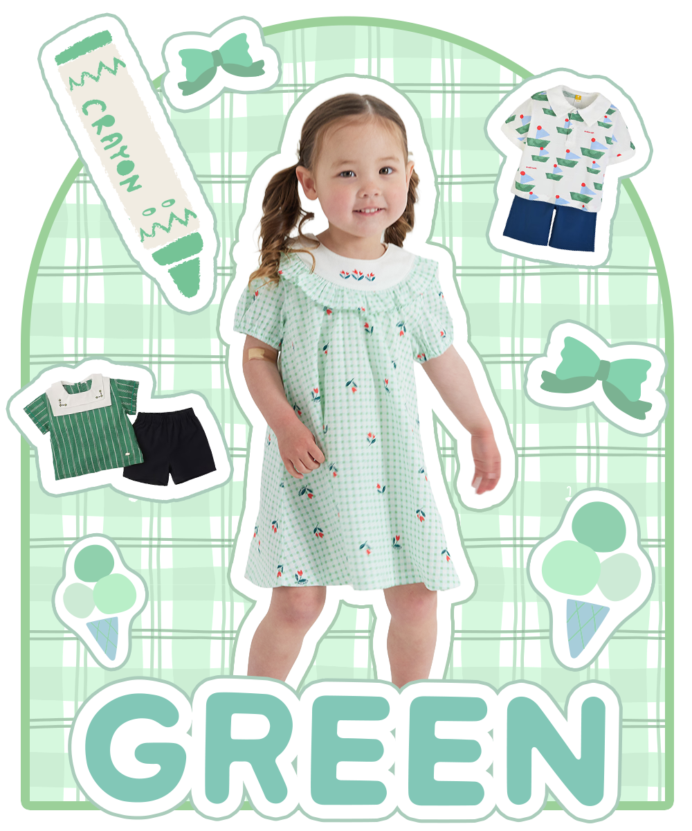 緑の洋服をまとった女の子