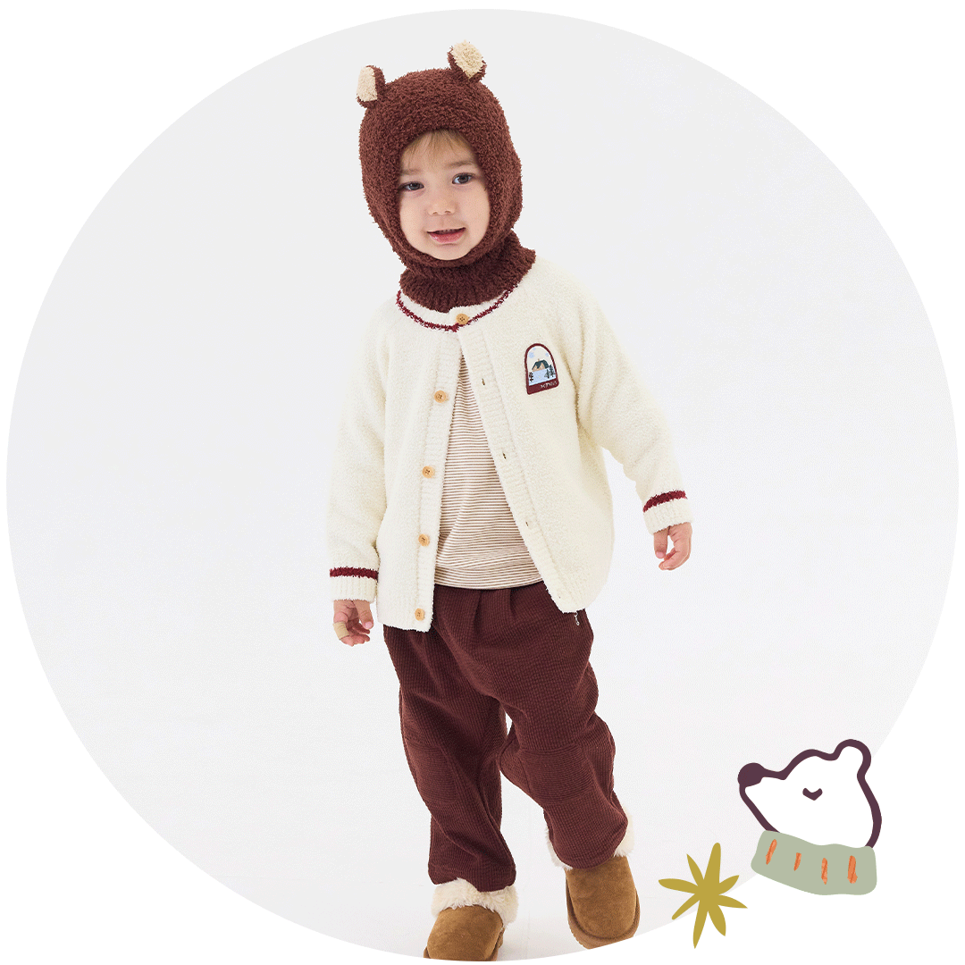 男の子オリーブカラーのセットアップのキッズコーディネート