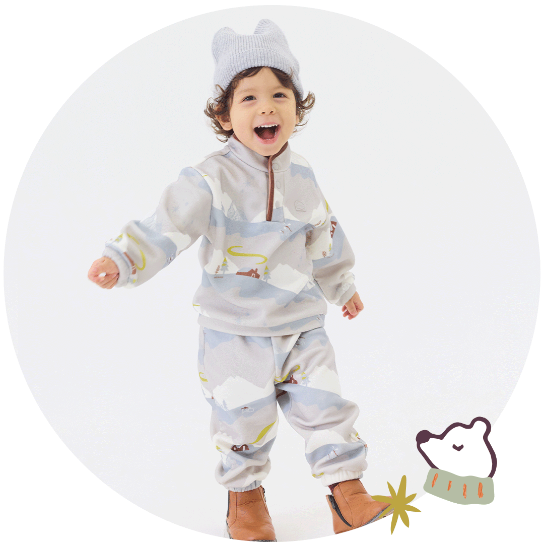 男の子どんぐり柄のキッズコーディネート