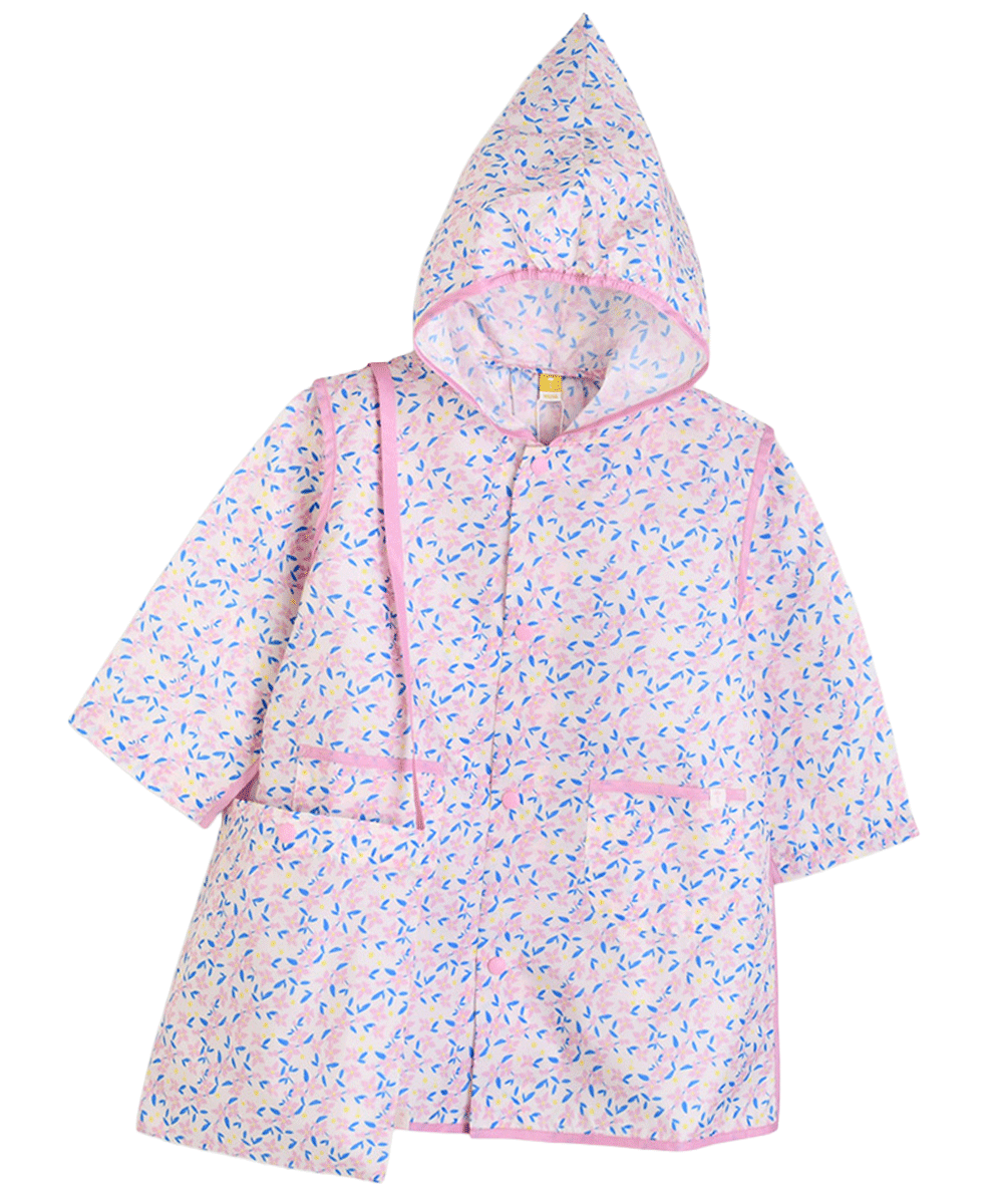女の子花柄レインコート