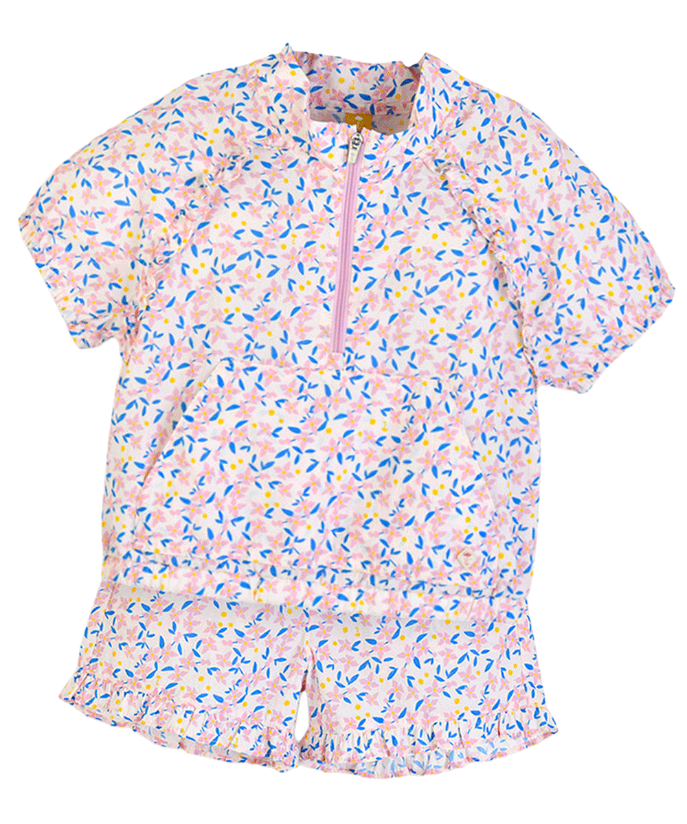 女の子花柄ナイロンセットアップ