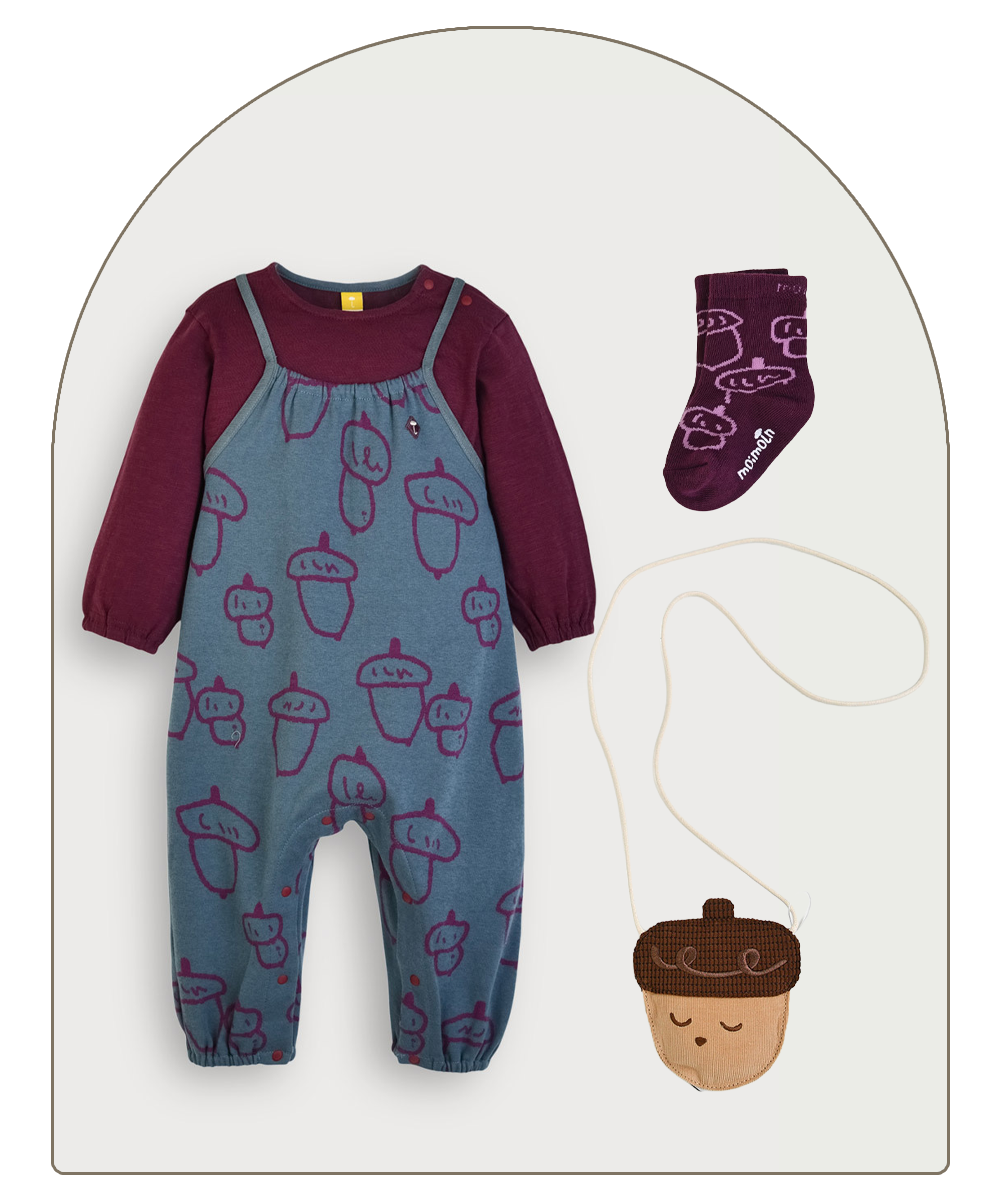 新生児の男の子用ギフトコレクション　どんぐりのセットアップ