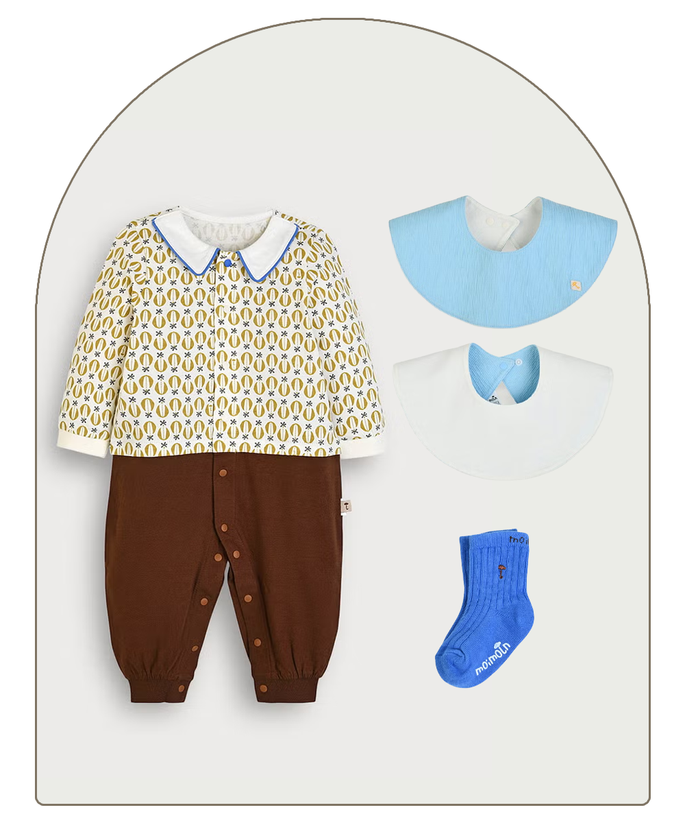 新生児の男の子用ギフトコレクション　ロンパースのセット
