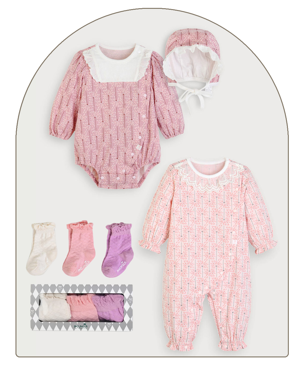 新生児の女の子用ギフトコレクション　ピンクのお洋服セット