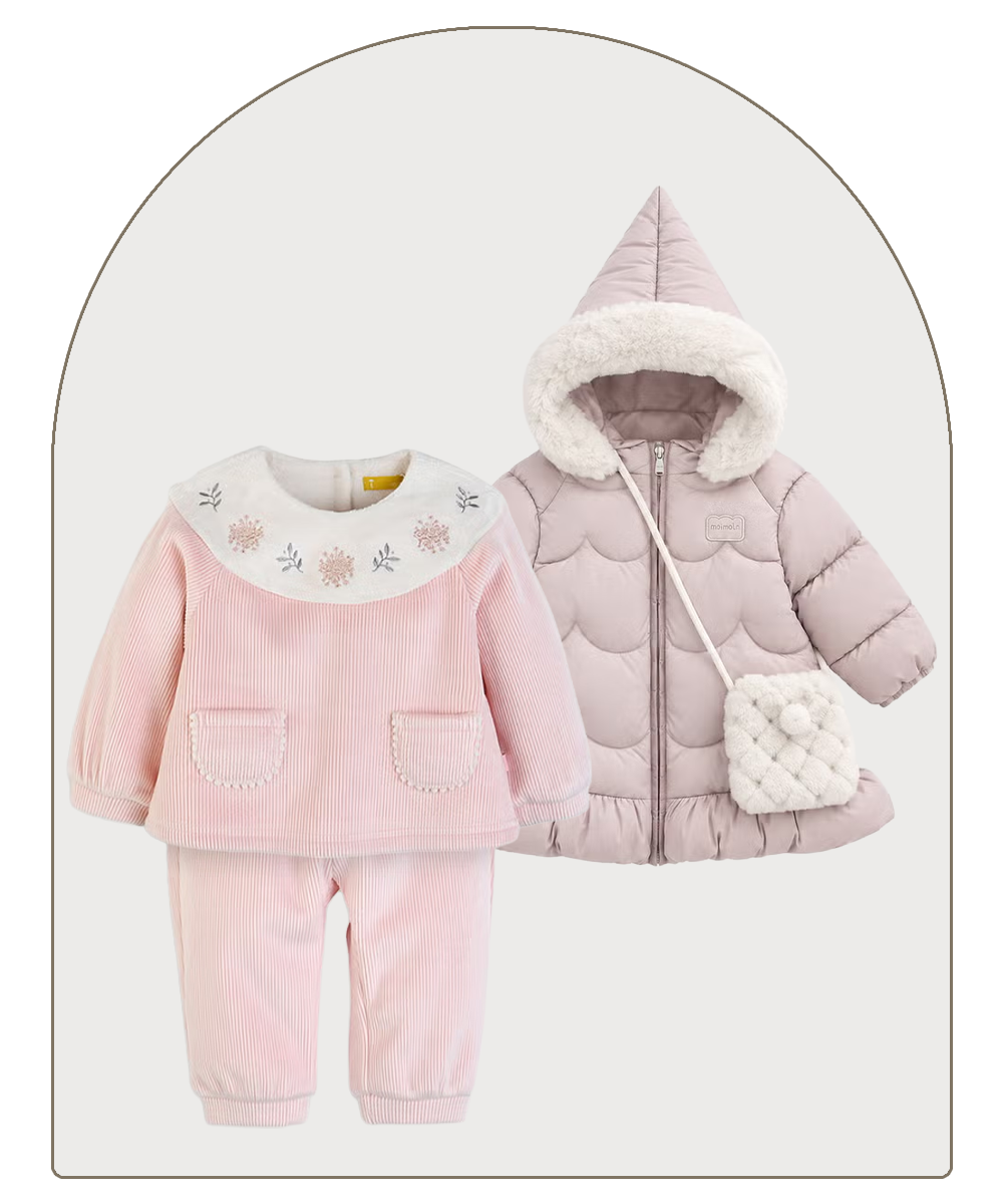 ベビーの女の子用ギフトコレクション　ピンクのセットアップセット