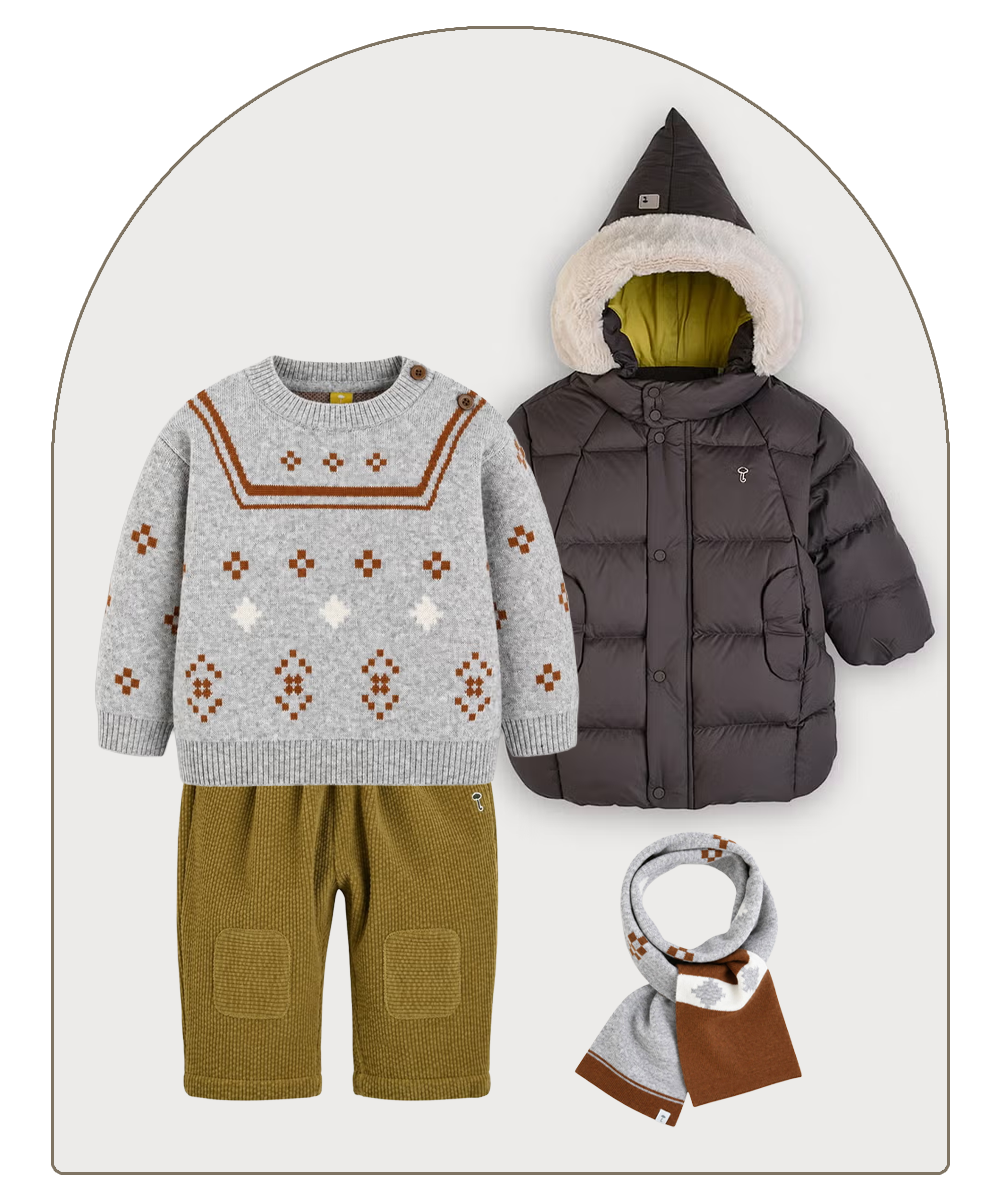 トドラーの男の子用ギフトコレクション　冬のおしゃれなニットセット