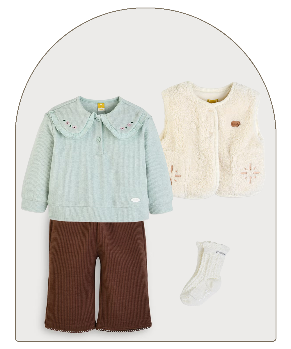 トドラーの女の子用ギフトコレクション　チョコミントカラーのセット