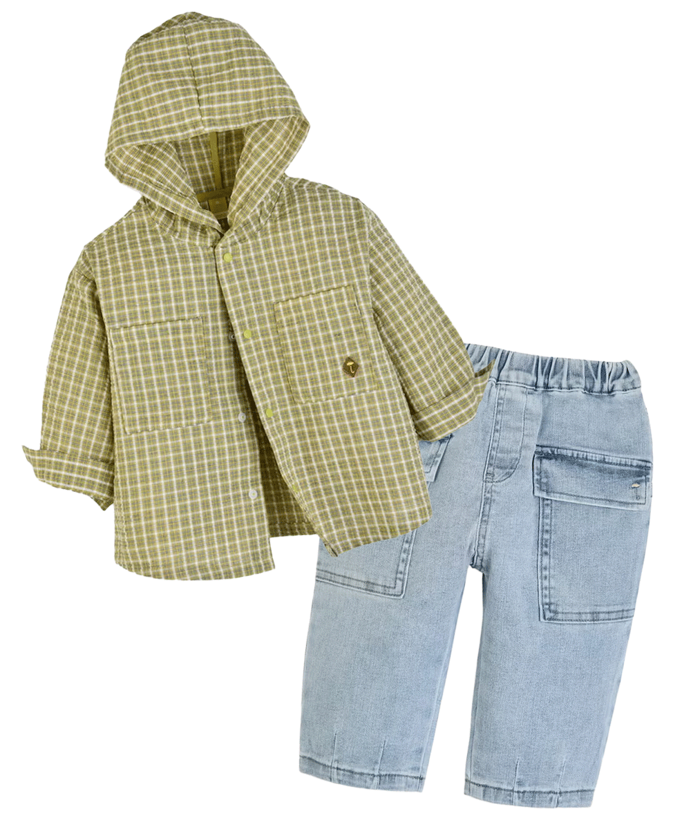 男の子チェック柄LOOKのキッズコーディネート