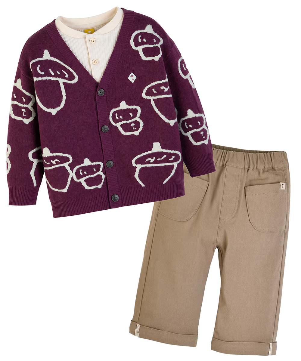 男の子どんぐり柄LOOKのキッズコーディネート