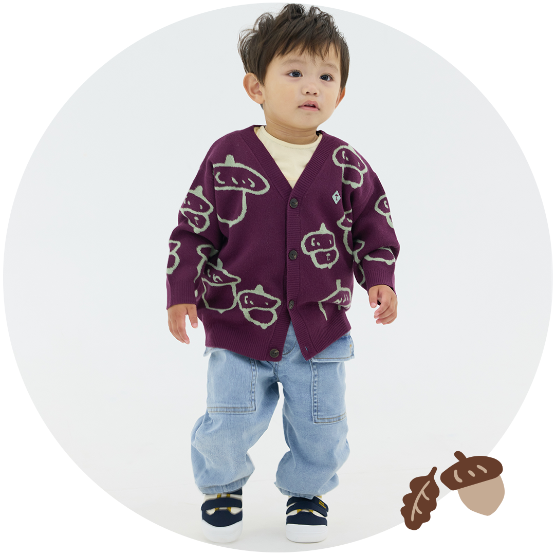 男の子どんぐり柄のキッズコーディネート