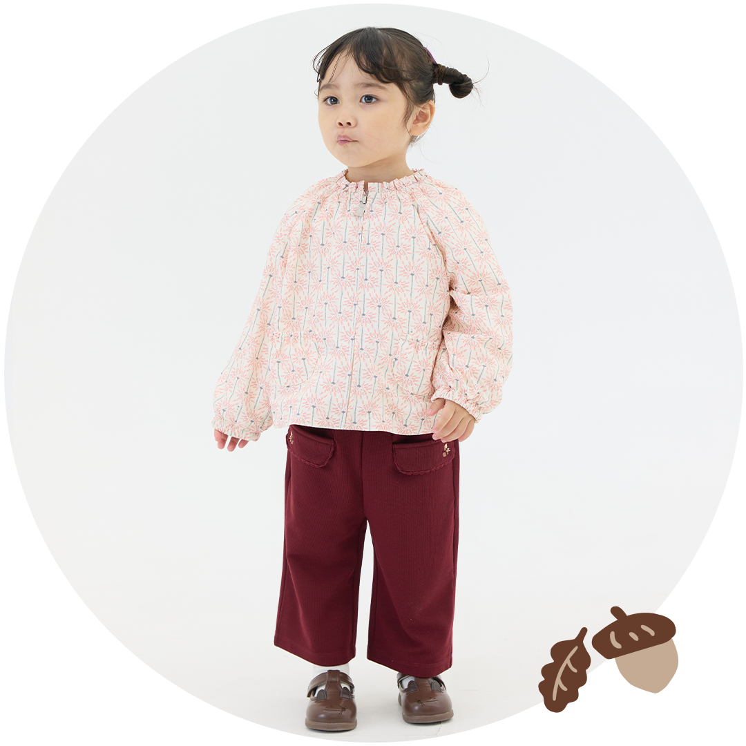 女の子秋柄が主役のキッズコーディネート