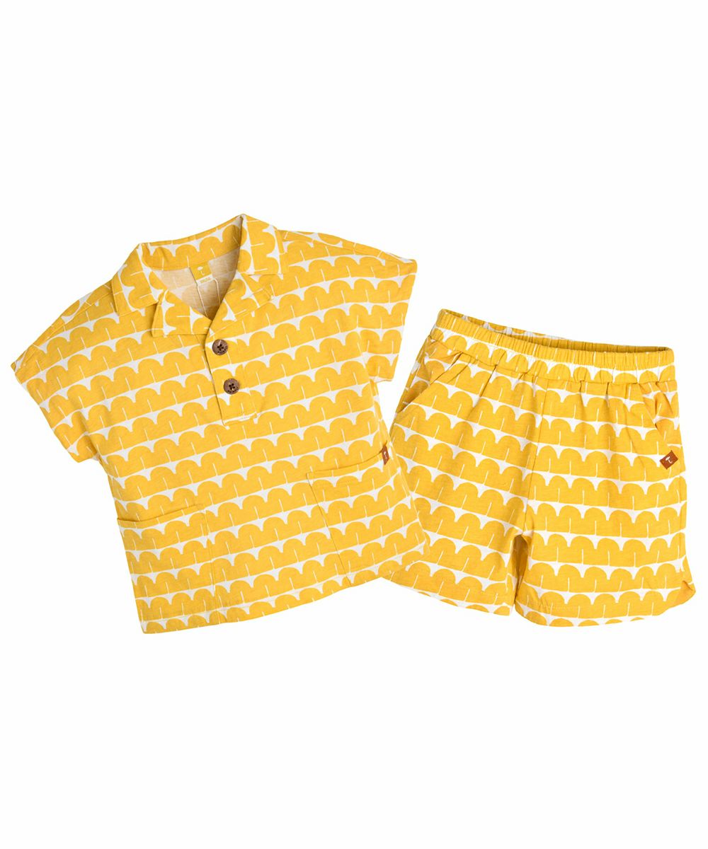 Salsation Wear イエロー！上(M)下(L)セット！ セットアップ】ロングスタンプトップス＆パンツ | おしゃれな子供服