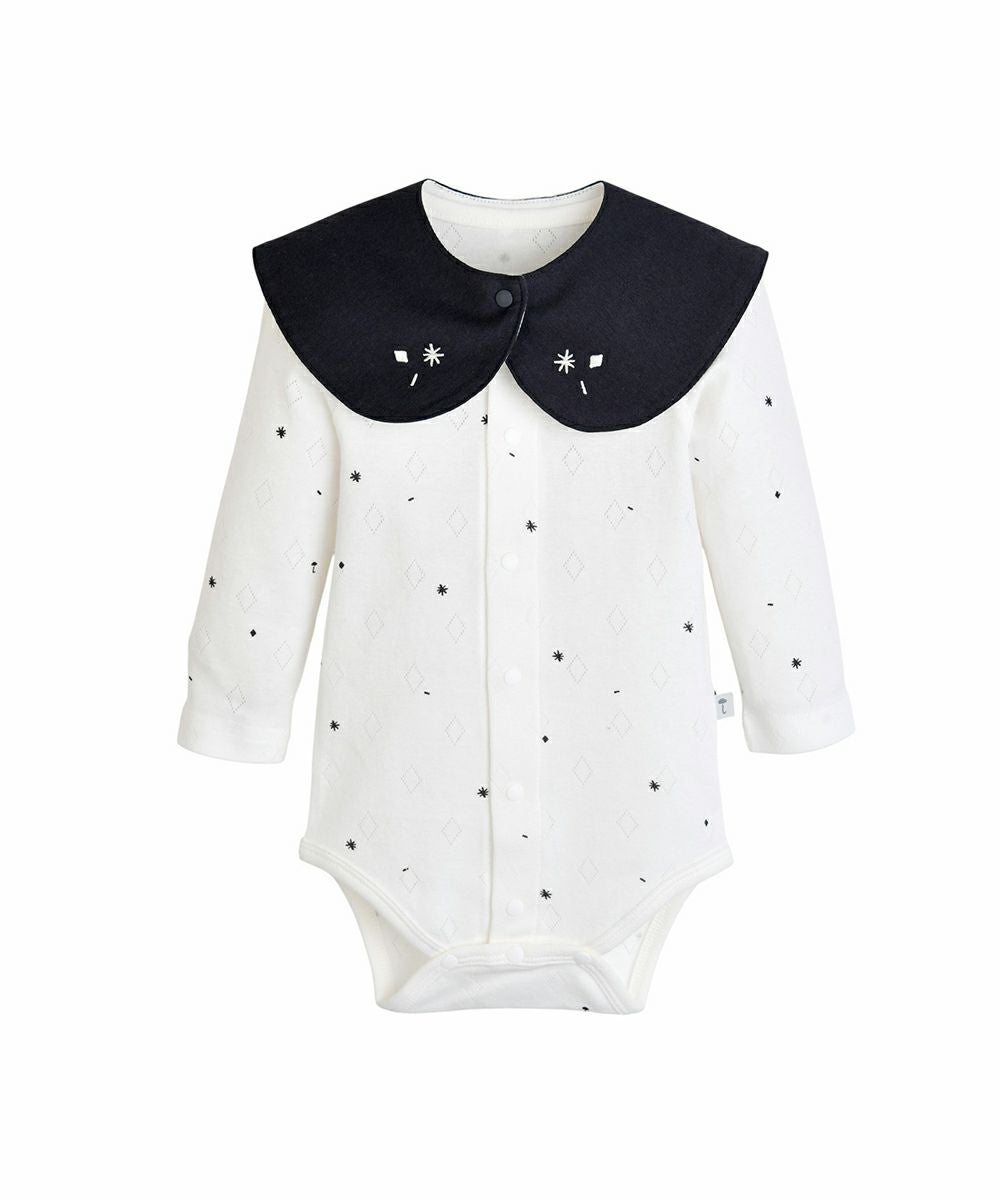 2点セット】【mini moi】ダイヤアイレットロンパース＆スタイ