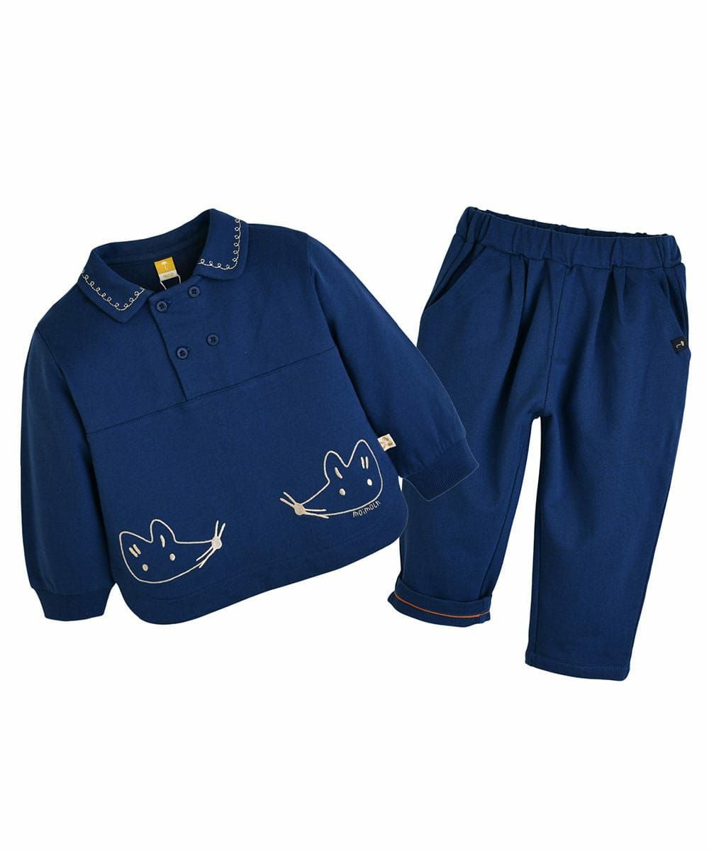 セットアップ】フォックスWボタン長袖トップス＆ロングパンツ