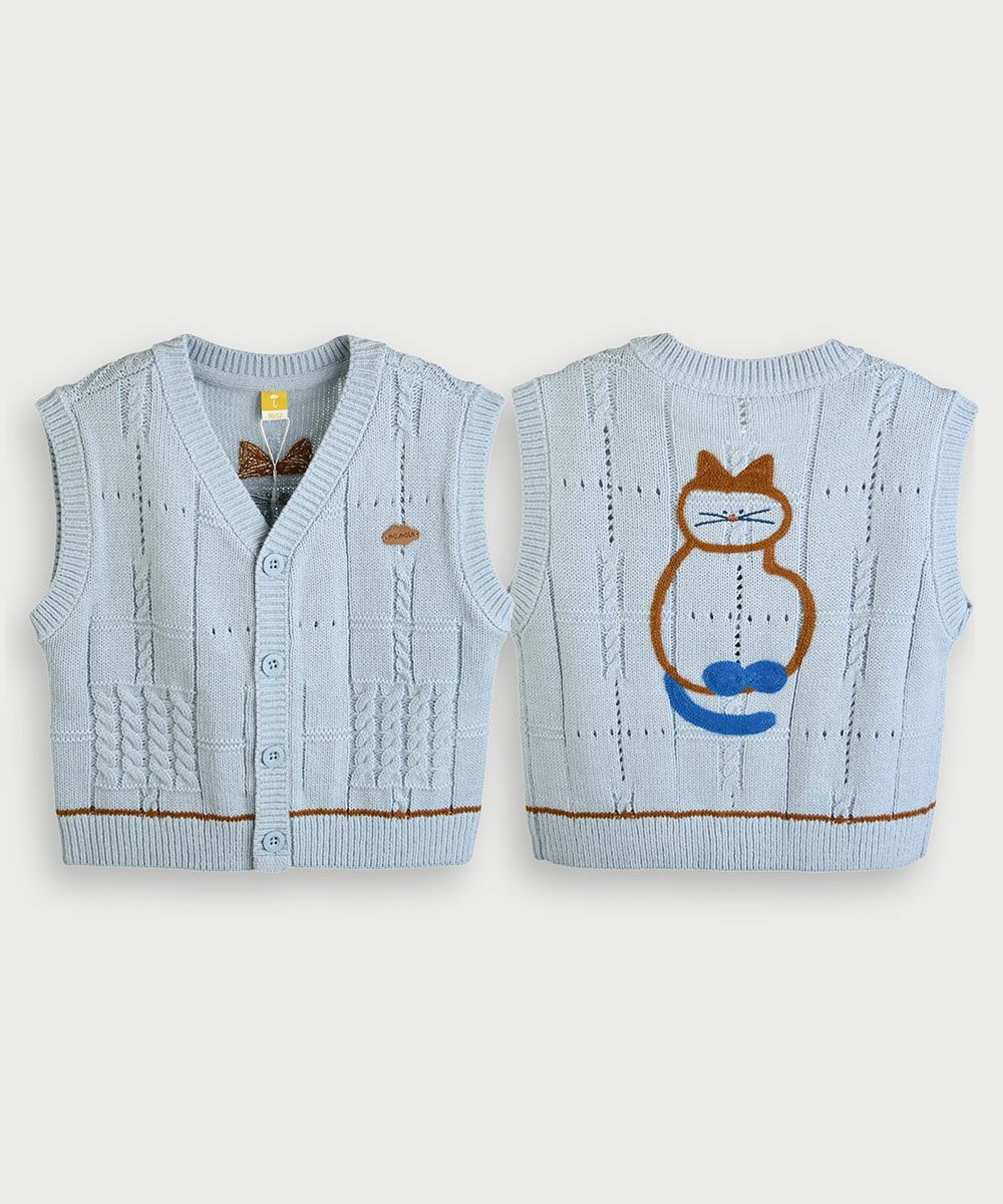 キャットカラーニットベスト | おしゃれな子供服 moimoln（モイモルン