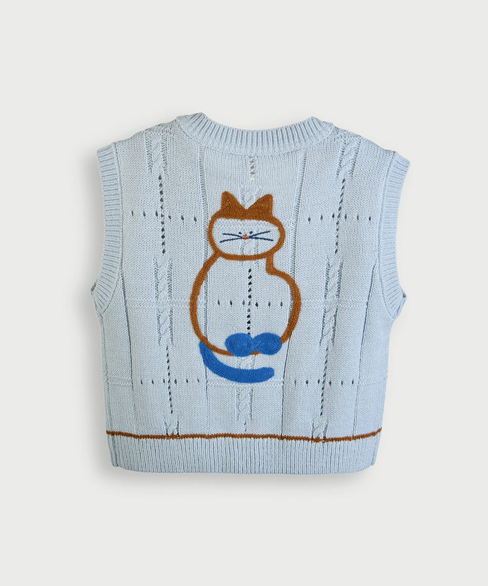 キャットカラーニットベスト | おしゃれな子供服 moimoln（モイモルン