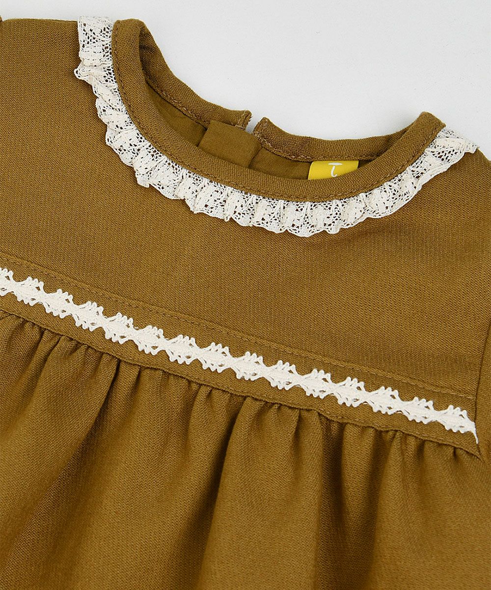 フォール刺繍長袖ワンピース | おしゃれな子供服 moimoln（モイモルン