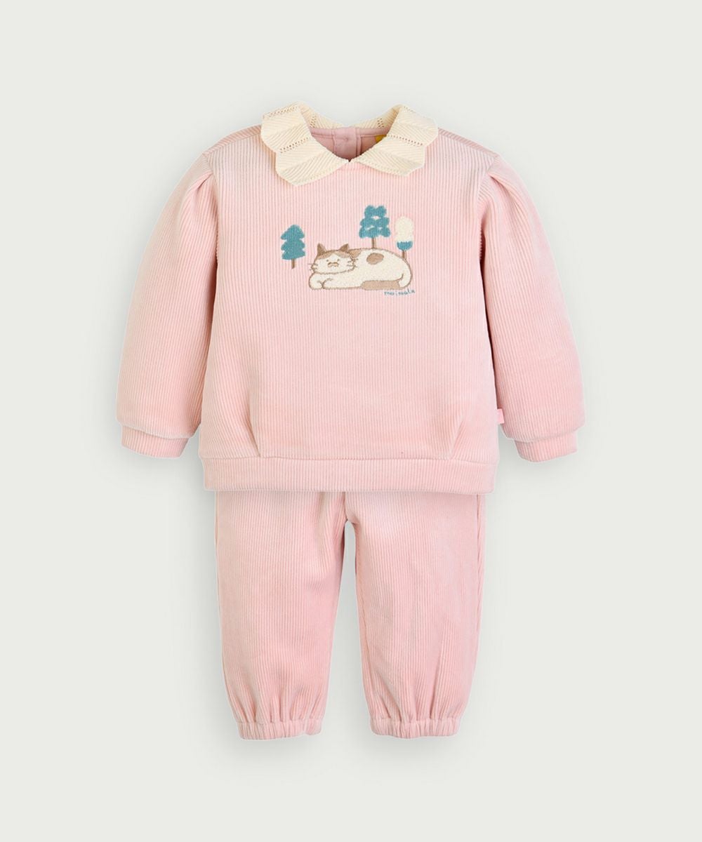 セットアップ】キャットベロア長袖トップス＆パンツ | おしゃれな子供