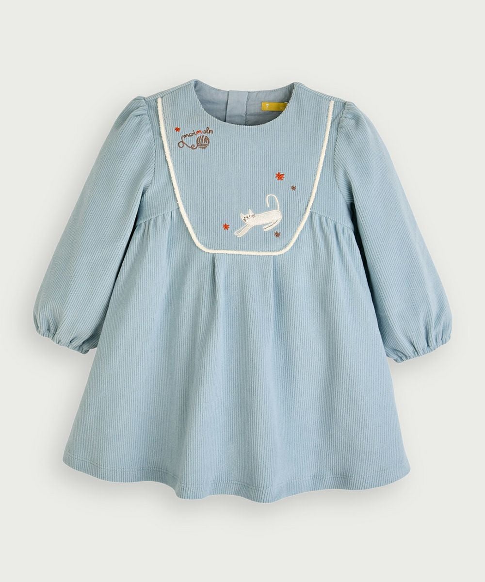 キャットベロア長袖ワンピース | おしゃれな子供服 moimoln