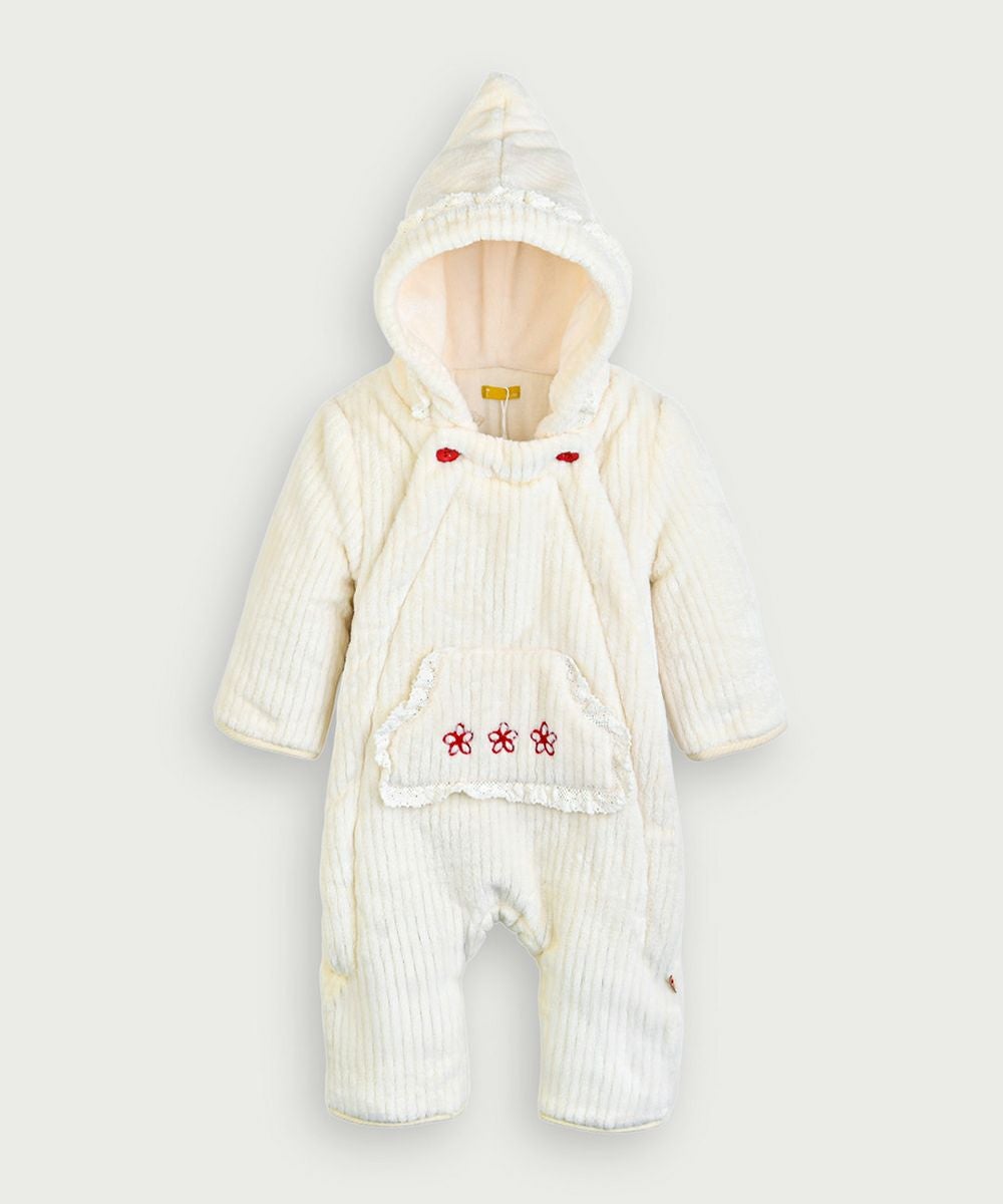 ラブミーフェイクファーフード付きカバーオール | おしゃれな子供服