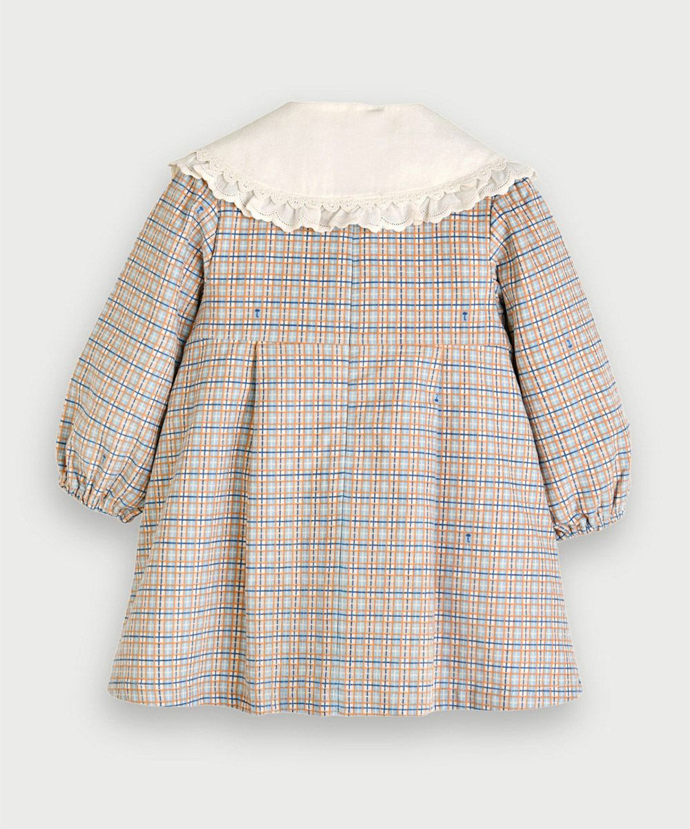 チェック柄襟切替長袖ワンピース | おしゃれな子供服 moimoln
