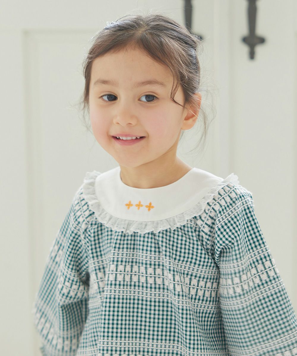 グリーンチェック長袖ワンピース | おしゃれな子供服 moimoln