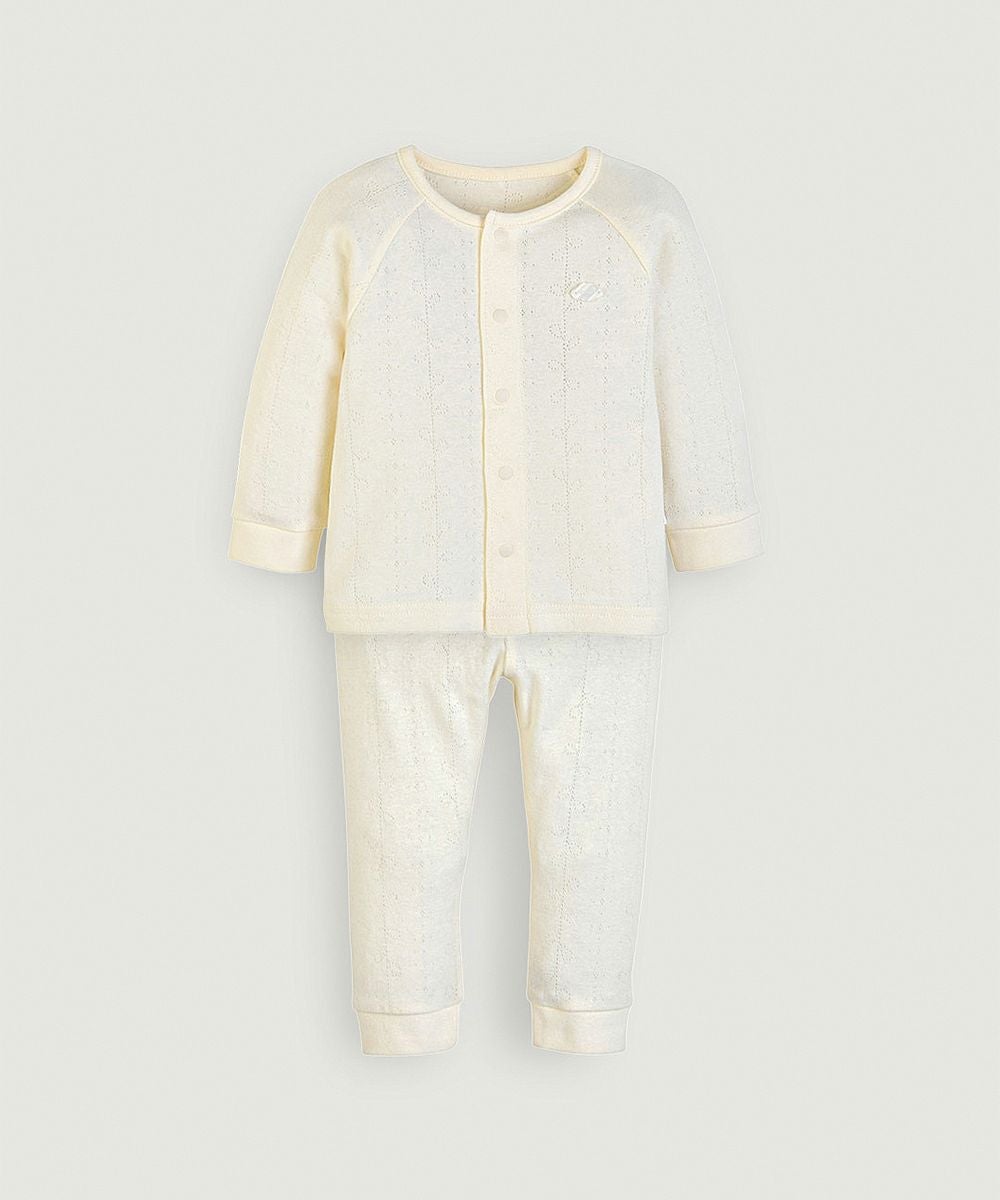 テルミー2組 mini moi】【ルームウェア】ジェントルアイレット長袖トップス＆パンツ