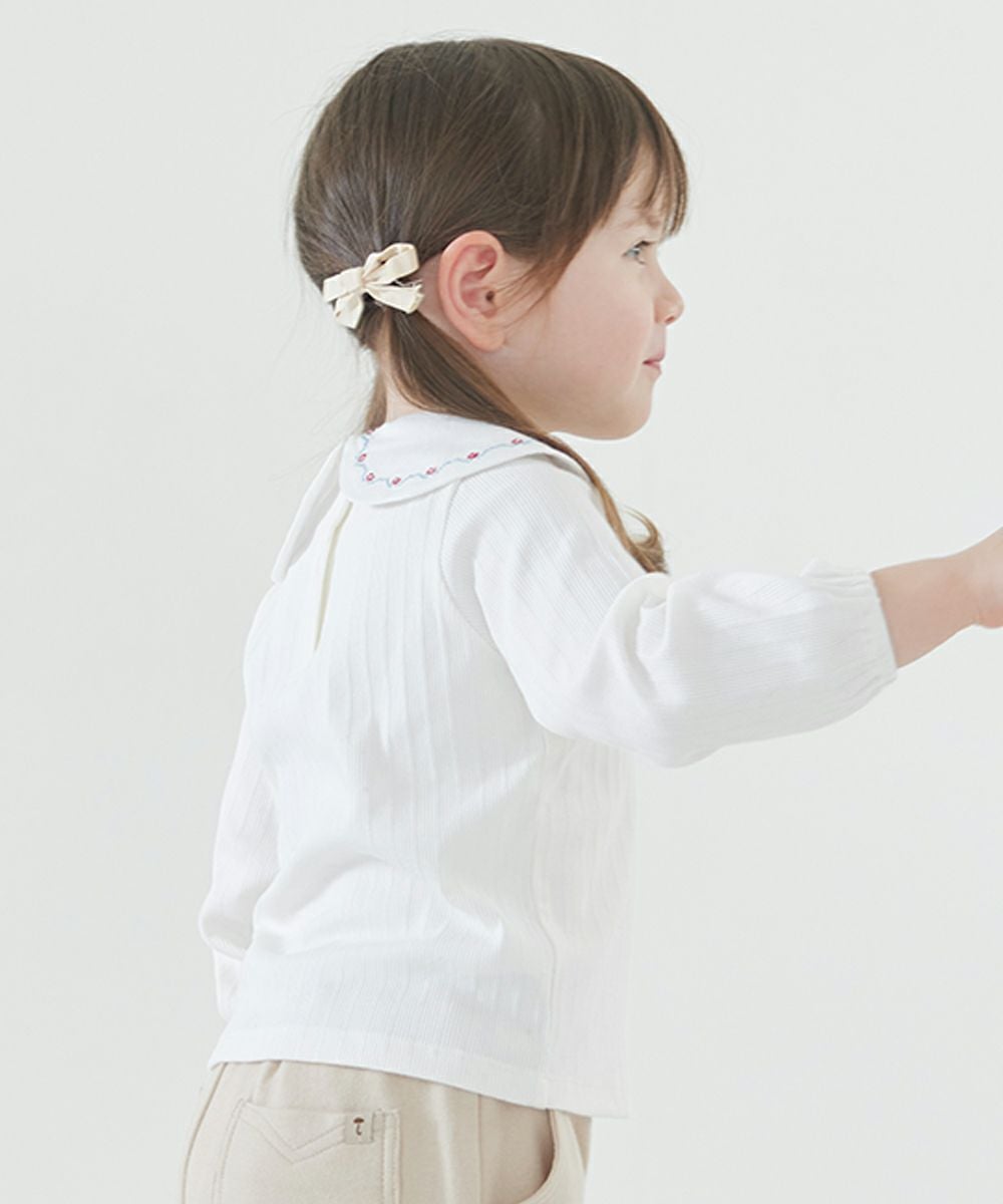 刺繍アクセント襟付き長袖トップス | おしゃれな子供服 moimoln