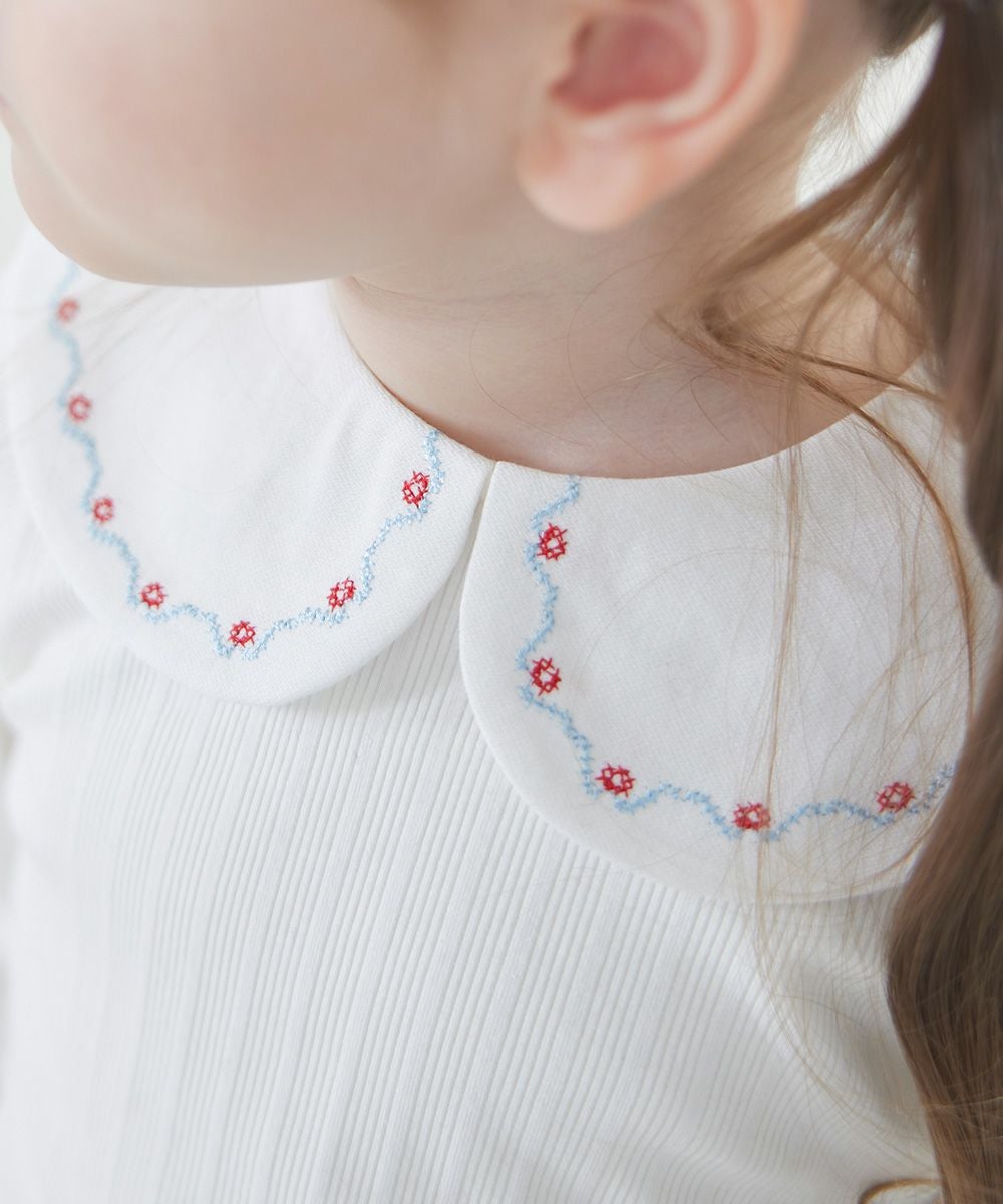 刺繍アクセント襟付き長袖トップス | おしゃれな子供服 moimoln