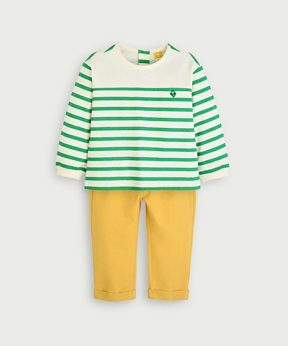 セットアップ】カラーボーダー長袖Tシャツ＆パンツ | おしゃれな子供服