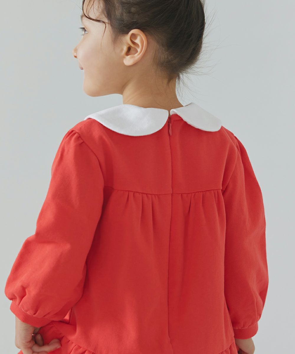 チューリップ刺繍カラー長袖ワンピース | おしゃれな子供服 moimoln
