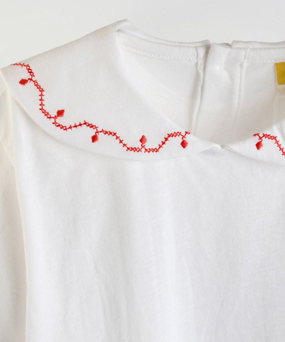 レッドステッチ襟付き7分袖Tシャツ | おしゃれな子供服 moimoln