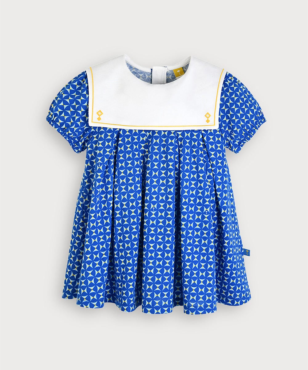 ミッドナイトブルーセーラーカラー半袖ワンピース | おしゃれな子供服