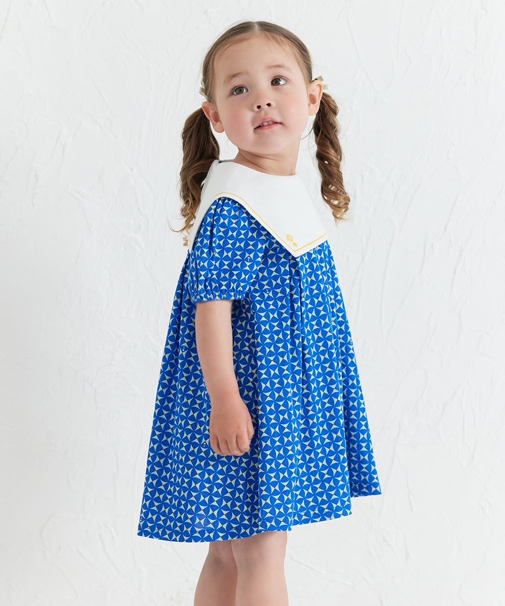 ミッドナイトブルーセーラーカラー半袖ワンピース | おしゃれな子供服