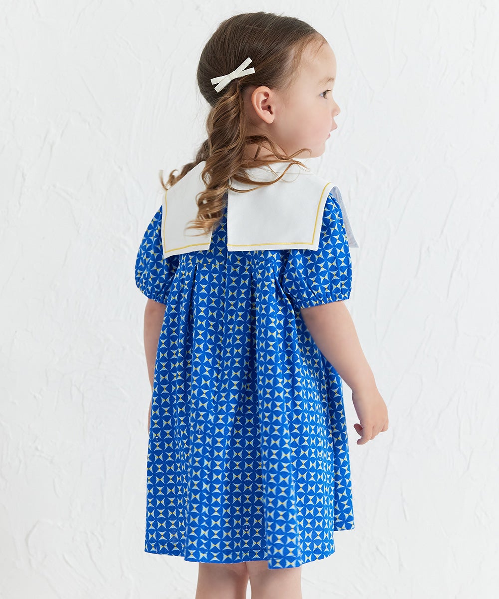 ミッドナイトブルーセーラーカラー半袖ワンピース | おしゃれな子供服
