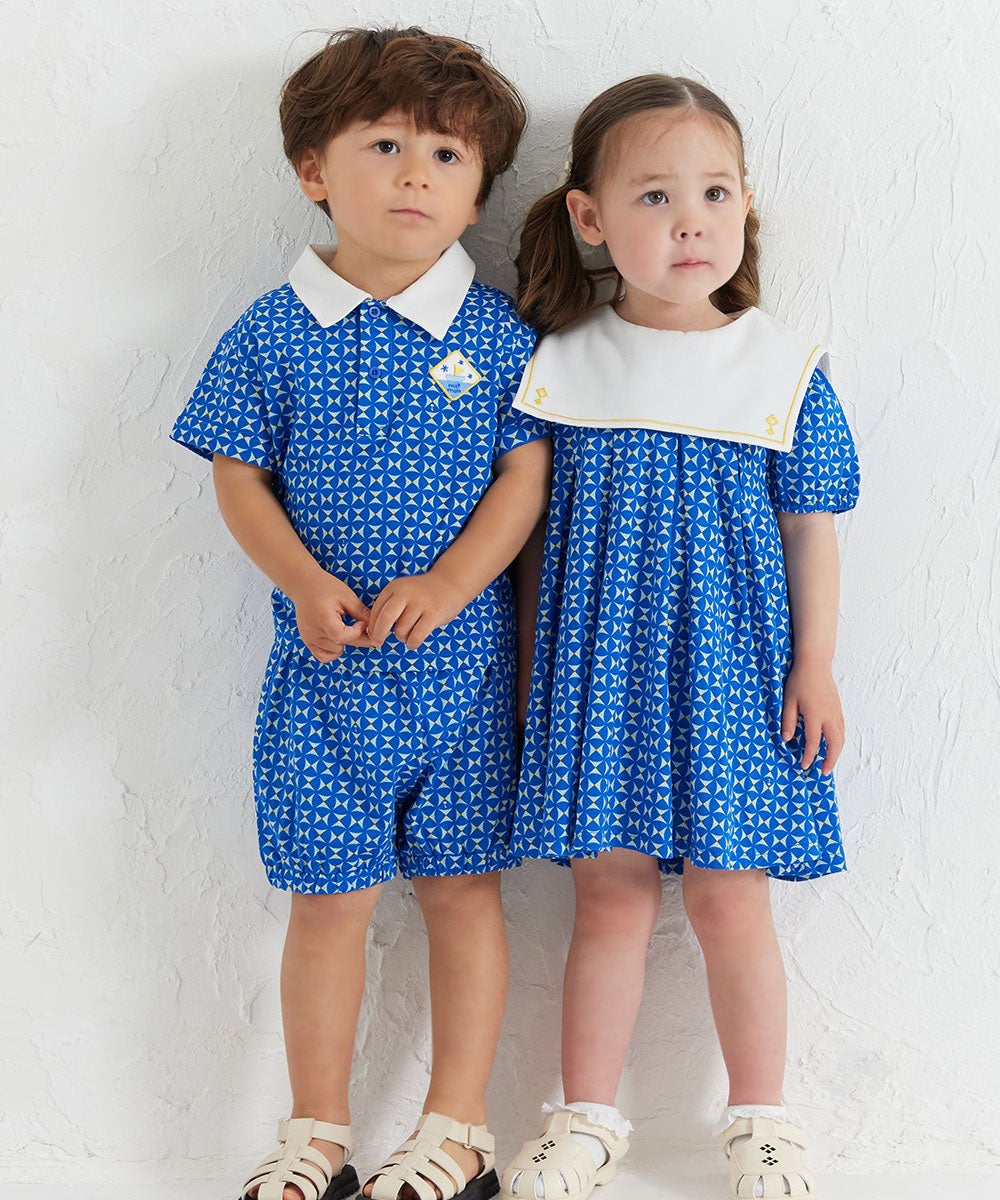 セットアップ】ミッドナイトブルー半袖トップス＆ショートパンツ