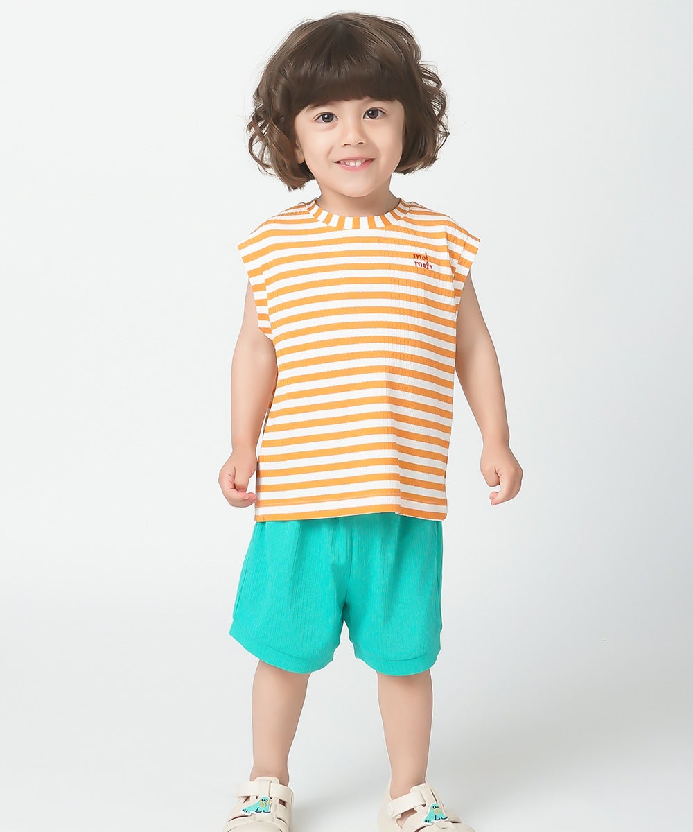 男の子　トップスズボン　まとめ売り20点 セットアップ】カラーボーダーノースリーブトップス＆ショートパンツ