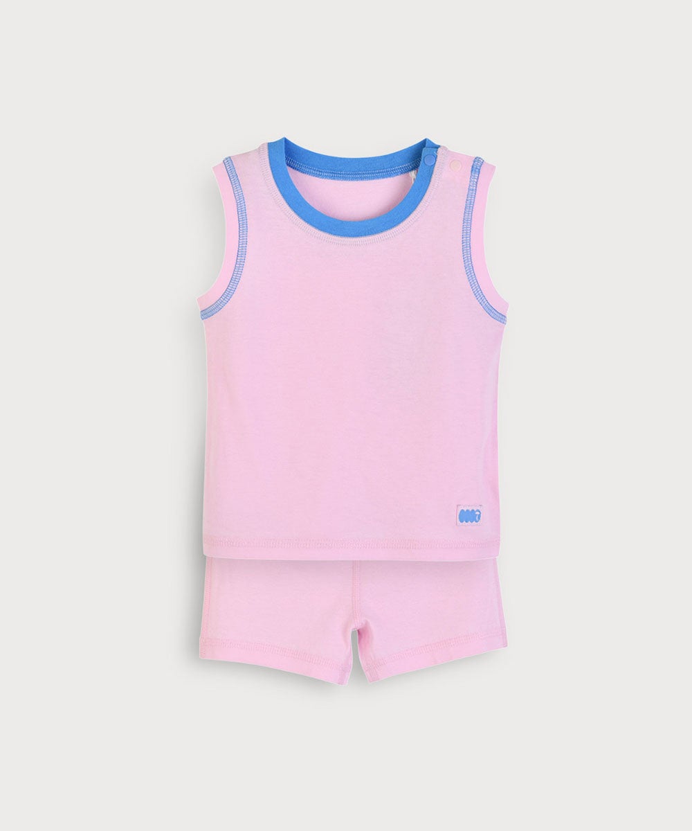 シームレス】【セットアップ】配色タンクトップ&ショートパンツ