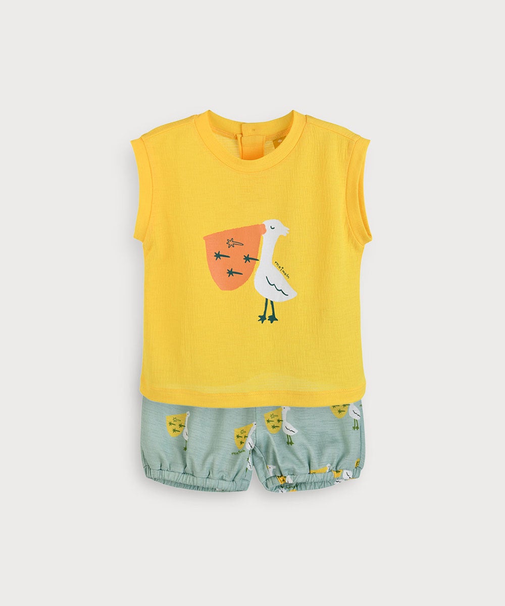 SOFT&】【セットアップ】ペリカンノースリーブTシャツ＆パンツ